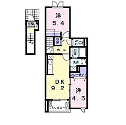 レジデンス花笠 2DKの間取図画像