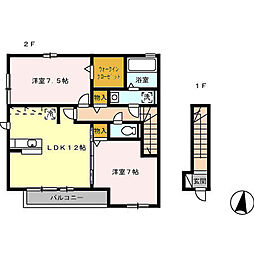 レセンテ・ウィルB 2LDKの間取図画像