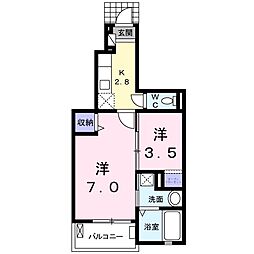 グレイスヒルズ 1Kの間取図画像