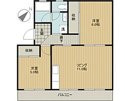 ヴィラホワイトハウス 2LDKの間取図画像