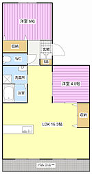 スカイキング2プラス 2LDKの間取図画像