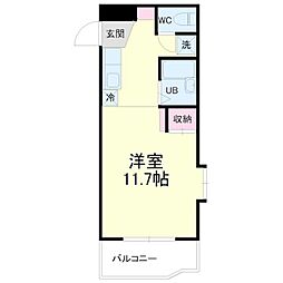 アップル第3マンション ワンルームの間取図画像