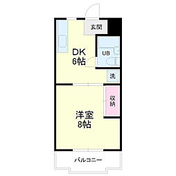 グリーンハイツ根洗 1DKの間取図画像
