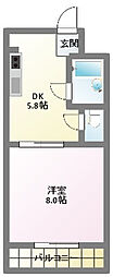 クレーバーマンション2 1DKの間取図画像