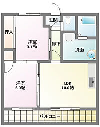 モンフレール 2LDKの間取図画像