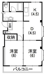 佐鳴台CLOVERBILD. 2DKの間取図画像