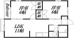 サンロイヤル 2LDKの間取図画像
