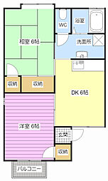 ハピネスブルーA 2DKの間取図画像