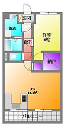 エルフィオーレ 1LDKの間取図画像