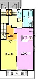 グランディールD 1LDKの間取図画像