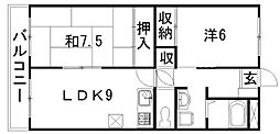 ハーモニー和合2 2LDKの間取図画像