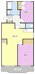 マンション畑 2LDKの間取図画像