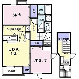 ラフィナートB 2LDKの間取図画像
