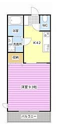 グリーンアップル 1Kの間取図画像