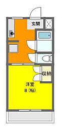 グリーンハイツ 1DKの間取図画像
