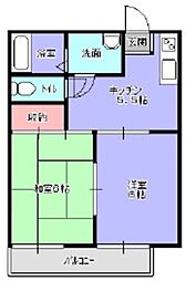コスモハイツ松本 2DKの間取図画像