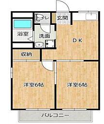 コーポさつき 2DKの間取図画像