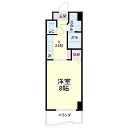 アップル第7マンション 1Kの間取図画像