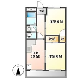 市川コーポ 2DKの間取図画像