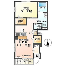 シーダー初生 1LDKの間取図画像