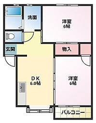 ロイヤルパレス 2DKの間取図画像