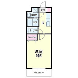 cherish 1Kの間取図画像