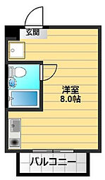 コーポプチ2 ワンルームの間取図画像