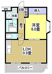 エクセル・パル 1LDKの間取図画像