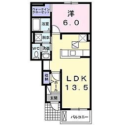 かんぱーにゅ和 1LDKの間取図画像