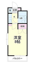 中沢シティハイツ 1Kの間取図画像