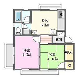 レアール細島 2DKの間取図画像