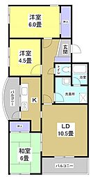 明開ハイツA 3LDKの間取図画像