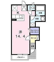 アブニール 1Kの間取図画像