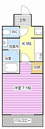 is常盤 1Kの間取図画像