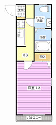 リエス上島B館 1Kの間取図画像