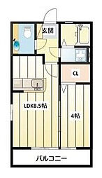 ドエル志都呂A 1LDKの間取図画像