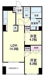 ARTFORME元城 2LDKの間取図画像