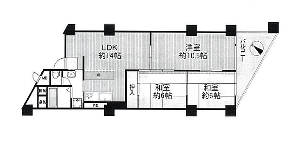 西川口ファミリーマンション(3LDK) 3階の間取り