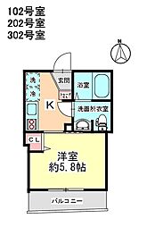 ソレイユ 1Kの間取図画像