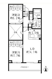 リベルテ等々力 2LDKの間取図画像