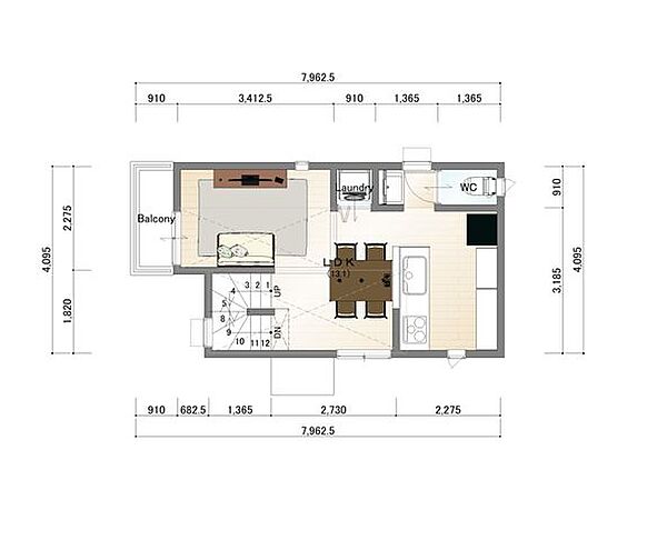 建物プラン例　建物価格：1660万円　建物面積：55ｍ2