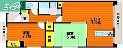 スカイパレス西崎 2LDKの間取図画像