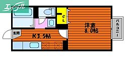 メゾンたちばなC 1Kの間取図画像
