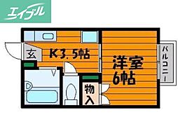 アルトハイデ1 1Kの間取図画像