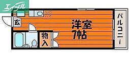 エトワール21富原1号館 1Kの間取図画像