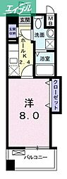 レジデンス下伊福颯 1Kの間取図画像