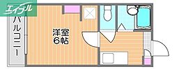 プレアール南方1 1Kの間取図画像