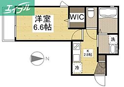 PrestoOne 1Kの間取図画像