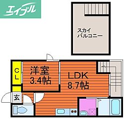 グランティックイチゴ 1LDKの間取図画像