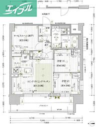 プレサンスロジェ岡山駅元町 3LDKの間取図画像